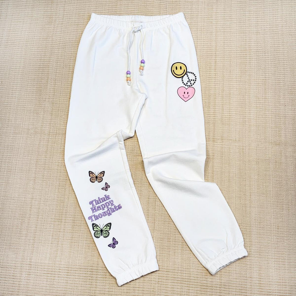 Paper Flower Think Happy Thoughts Pants