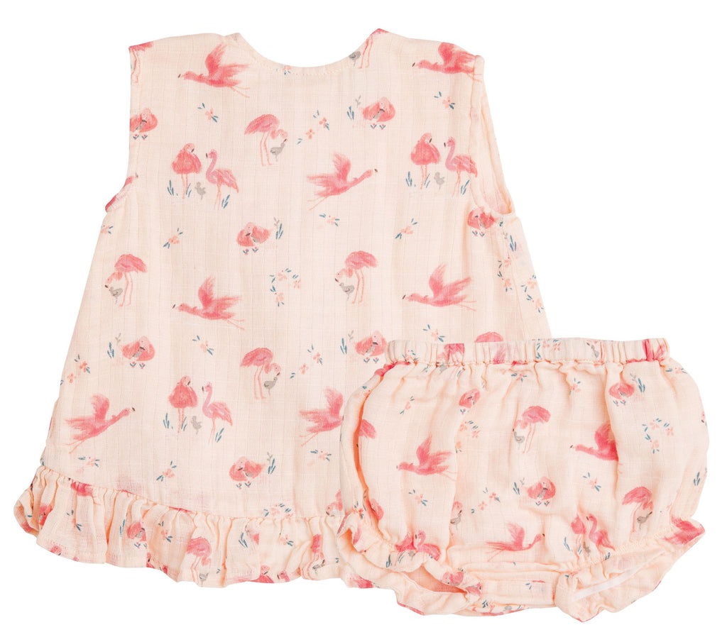 Angel Dear Flamingo Muslin Ruffle Top & Bloomer Set – Basically