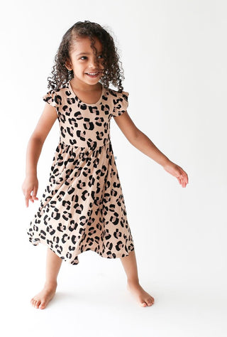 Posh Peanut Sasha Ruffled Capsleeve Twirl Dress, Posh Peanut, Dress, Leopard Dress, Leopard Twilr Dress, Leopard Twirl Dress, Posh PEanut, Posh Peanut Ruffled Capsleeve Twirl Dress, Posh Pean