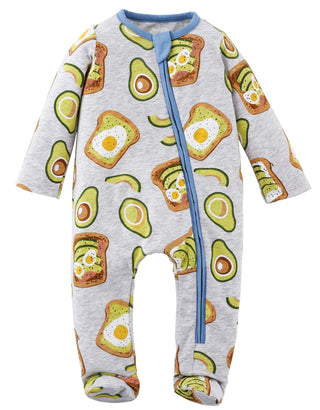Mud Pie Avocado Toast Sleeper w/Zipper, Mud Pie, Avocado Toast Sleeper w/Zipper, CM22, Footie with Zipper, Gender Neutral, Gender Neutral Baby Gift, Gender Neutral Unisex, JAN23, Mud Pie Avoc