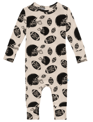 Posh Peanut Touchdown L/S Romper, Posh Peanut, Posh Peanut, posh peanut fall 2020, Posh PEanut Football, Posh PEanut Football Romper, Posh Peanut Henley, Posh Peanut L/S Romper, Posh Peanut L