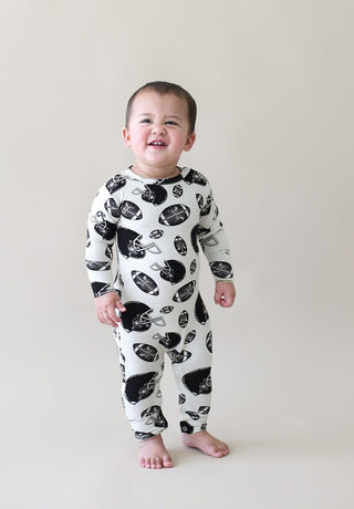 Posh Peanut Touchdown L/S Romper, Posh Peanut, Posh Peanut, posh peanut fall 2020, Posh PEanut Football, Posh PEanut Football Romper, Posh Peanut Henley, Posh Peanut L/S Romper, Posh Peanut L