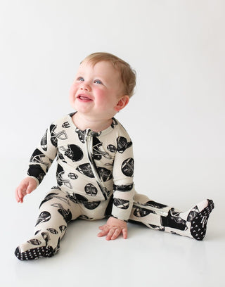 Posh Peanut Touchdown Footie with Zipper, Posh Peanut, Posh Peanut, posh peanut fall 2020, Posh PEanut Football, Posh Peanut Football Footie, Posh Peanut Footie, Posh Peanut Footie with Zippe