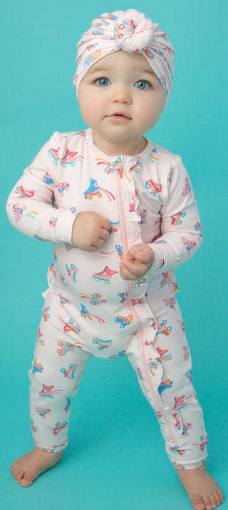 Angel Dear Roller Skates Ruffle Front Romper with Zipper, Angel Dear, angel Dear, Angel Dear Bamboo Ruffle Front Romper with Zipper, Angel Dear Fall 2020, Angel Dear Roller Skates, Angel Dear