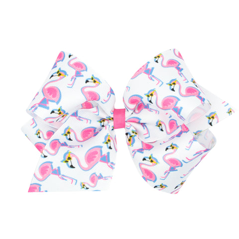 Flamingo California Dreamin' Print Hair Bow on Clippie, Wee Ones, Alligator Clip, Alligator Clip Hair Bow, Butterfly, California Dreamin' Print Hair Bow on Clippie, cf-size-king, cf-type-hair