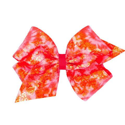 French Pink Tie Dye Ombre Print Sequin Hair Bow on Clippie, Wee Ones, Alligator Clip, Alligator Clip Hair Bow, cf-size-king, cf-type-hair-bow, cf-vendor-wee-ones, Clippie, Clippie Hair Bow, F
