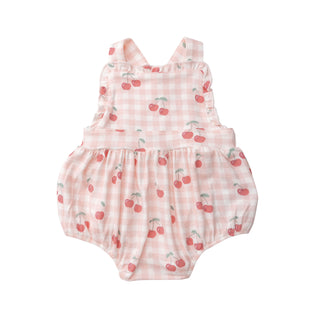 Angel Dear Cherry Gingham Bamboo Ruffle Bubble, Angel Dear, Angel Dear, Angel Dear Bamboo Ruffle Bubble, Angel Dear Bubble, Angel Dear Cherry Gingham, Angel Dear Romper, Angel Dear SS22, Bubb