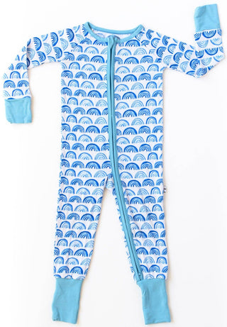 Little Sleepies Blue Rainbows Convertible Romper/Sleeper, Little Sleepies, Bamboo Pajamas, CM22, Coverall, Footie, Little Sleepies, Little Sleepies Bamboo, Little Sleepies Blue Rainbows, Litt
