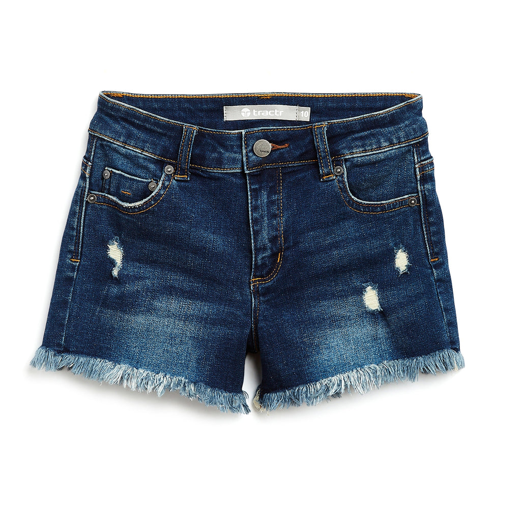 Tractr Medium Indigo Distressed Short