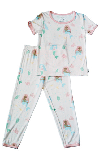 Two Peas Clothing Co Mermaids S/S Pajama Set, Two Peas Clothing Co, CM22, eieio, Mermaid, Mermaids, Short sleeve PAjama Set, Two Peas Clothing Co, Two Peas Clothing Co Mermaid, Two Peas Cloth