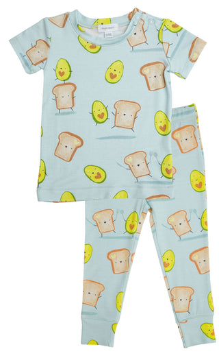 Angel Dear Avocado + Toast Blue S/S Loungewear Set, Angel Dear, Angel Dear, Angel Dear Avocado + Toast Blue, Angel Dear Loungewear Set, Angel Dear Pajama Set, Angel Dear Pajamas, Angel dear S