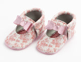 Freshly Picked Floral Toile Ballet Flat Bow Soft Sole Moccasins, Freshly Picked, cf-size-1-6-weeks-6-months, cf-type-moccasins, cf-vendor-freshly-picked, Els PW 5060, Freshly Picked, Freshly 