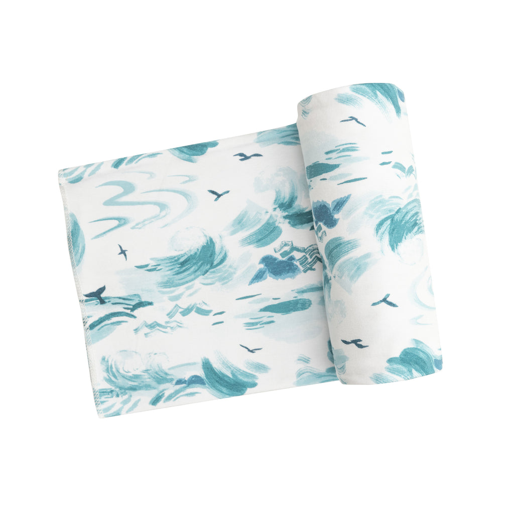 Angel Dear Ocean Waves Bamboo Swaddling Blanket Basically Bows