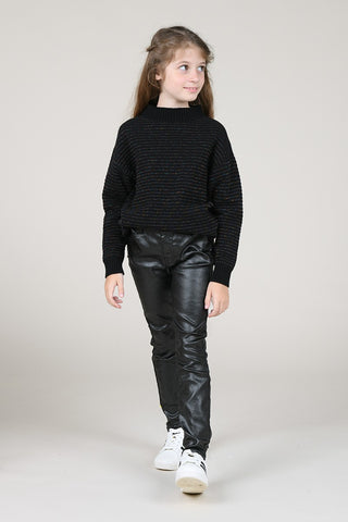 Mini Molly Black Shimmer Slim Fit Pant, Molly Bracken, Leather Pants, Mini Molly, Mini Molly Black Slim Fit Pant, Mini Molly Black Slim Fit Pants, Mini Molly Pants, Molly Braken, Bottoms - Ba