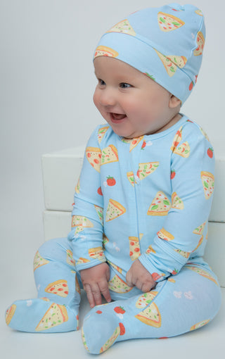 Angel Dear Pizza Bamboo Footie with Zipper, Angel Dear, angel Dear, Angel Dear Bamboo Footie, Angel Dear Fall 2020, Angel Dear Footie with Zipper, Angel Dear Pizza, Angel Dear Pizza Bamboo Fo
