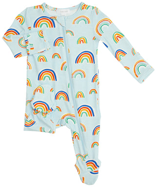 Angel Dear Blue Rainbows Bamboo Footie with Zipper, Angel Dear, angel Dear, Angel Dear Bamboo Footie, Angel Dear Blue Multi Rainbows, Angel Dear Blue Multi Rainbows Bamboo Footie with Zipper,