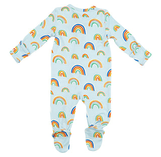Angel Dear Blue Rainbows Bamboo Footie with Zipper, Angel Dear, angel Dear, Angel Dear Bamboo Footie, Angel Dear Blue Multi Rainbows, Angel Dear Blue Multi Rainbows Bamboo Footie with Zipper,