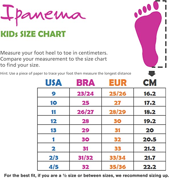 Ipanema baby size chart sale