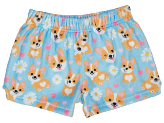 Iscream Corgi & Daisies Plush Shorts, Iscream, Corgi, Corgi Plush Shorts, EB Girls, Fleece Shorts, Gifts for Tween, Girls Sleep Shorts, iscream, Iscream Corgi, Iscream Corgi & Daisies, Iscrea