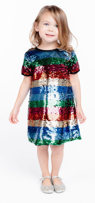 Doe a Dear Rainbow Stripe Sequin Dress, Doe A Dear, Big Girls Dress, Doe A Dear, Doe A Dear Dress, Doe a Dear Sequin Dress, Dress, Dresses, Els PW 5060, Els PW 8258, End of Year, End of Year