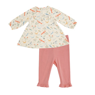 Angel Dear American Birds Ruffle Yoke Dress & Legging Set, Angel Dear, 2pc Outfit, angel Dear, Angel Dear 2pc Outfit, Angel Dear American Birds, Angel Dear American Birds Ruffle Yoke Dress &