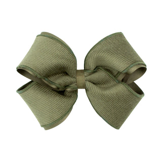 King Corduroy and Grosgrain Overlay Hair Bow on Clippie - 6 Colors, Wee Ones, Alligator Clip, Alligator Clip Hair Bow, cf-type-hair-bow, cf-vendor-wee-ones, Clippie, Clippie Hair Bow, Hair Bo