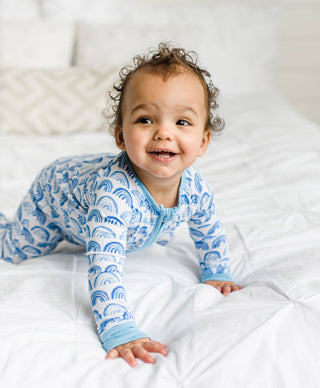 Little Sleepies Blue Rainbows Convertible Romper/Sleeper, Little Sleepies, Bamboo Pajamas, CM22, Coverall, Footie, Little Sleepies, Little Sleepies Bamboo, Little Sleepies Blue Rainbows, Litt