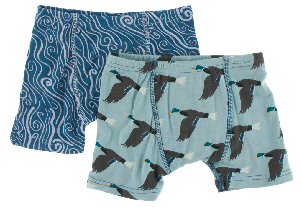KicKee Pants Twilight Whirling River & Jade Mallard Duck Boys Boxer