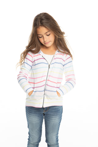 Chaser Rainbow Stripe Cozy Knit L/S Zip Up Hoodie, Chaser, Chase Skort, Chaser Cozy Knit Hoodie, Chaser Cozy Stripe, Chaser Hoodie, Chaser Rainbow Stripe, Chaser Rainbow Stripe Cozy Knit, Cha