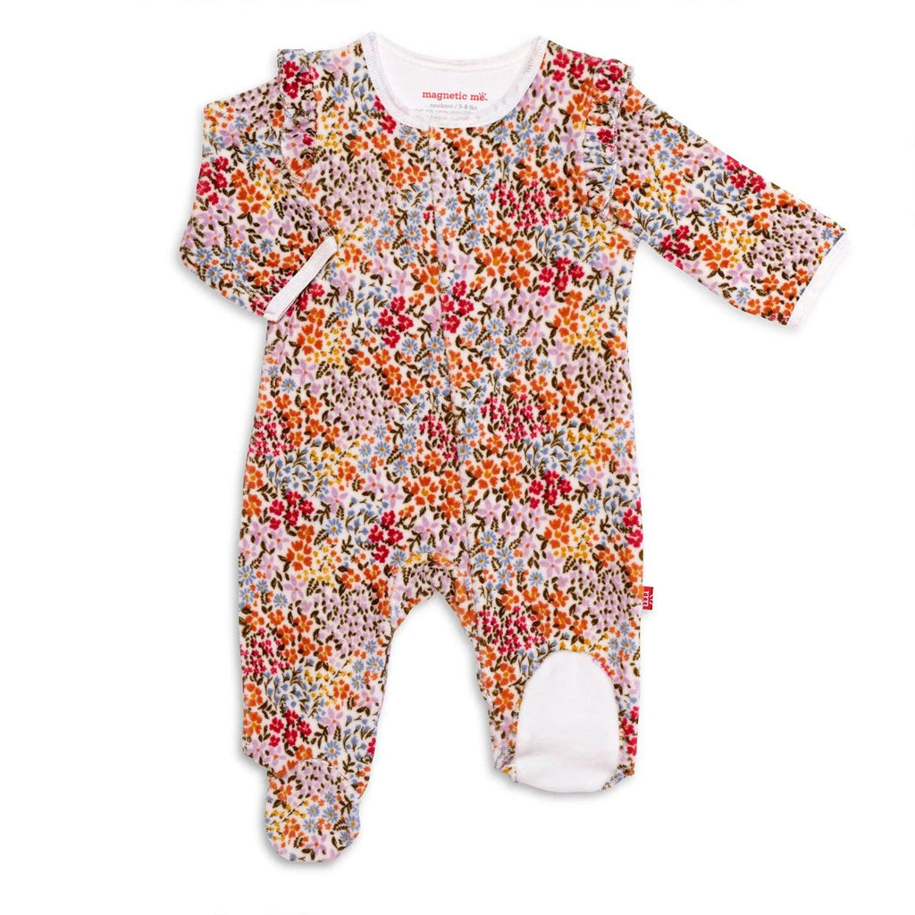 Magnetic Me Ditsy Garden Velour Magnetic Footie Basically Bows