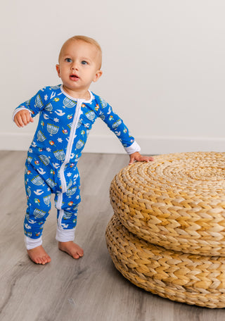 Little Sleepies Hanukkah Bamboo Convertible Romper/Sleeper, Little Sleepies, Bamboo Pajama, Boys Hanukkah, Chanukah, CM22, Girls Hanukkah, Hanukkah, Hanukkah Boy, Hanukkah Pajamas, Hanukkah Z