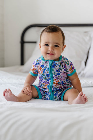 Little Sleepies Sweet Pea Floral Shorty Romper/Sleeper, Little Sleepies, Bamboo Pajamas, CM22, Little Sleepies, Little Sleepies Bamboo, Little Sleepies Shorty Romper/Sleeper, Little Sleepies