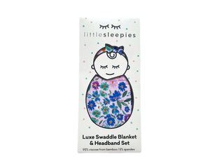 Little Sleepies Sweet Pea Floral Swaddle & Headband Gift Set, Little Sleepies, CM22, Little Sleepies, Little Sleepies Bamboo, Little Sleepies Bamboo Swaddle & Headband Set, Little Sleepies Be