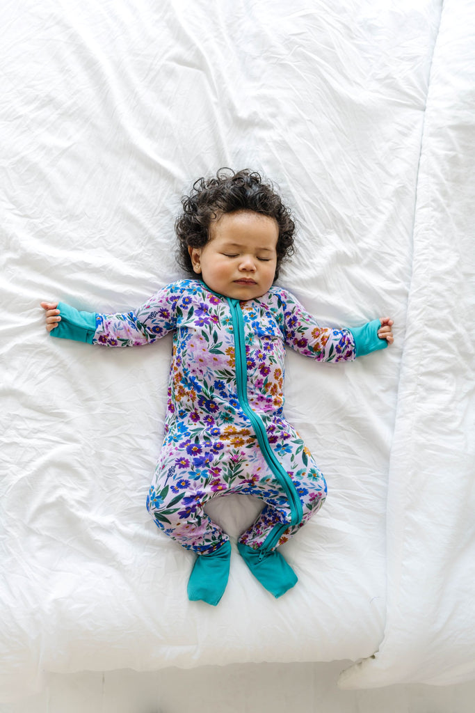 Little Sleepies Sweet Pea Floral Convertible Romper/Sleeper Basically Bows & Bowties