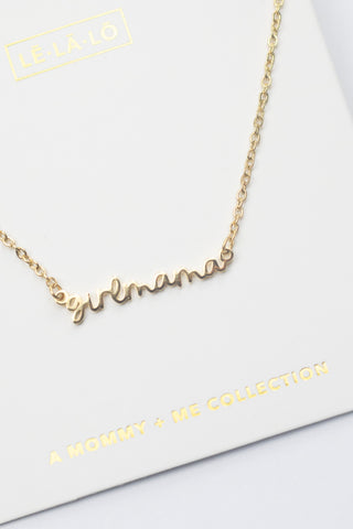 Le La Lo Ladies Script Necklace - Girl Mama, LE LA LO, cf-type-necklaces, cf-vendor-le-la-lo, Girl Mama, Girl Mama Necklace, Jewelry, LE LA LO, LE LA LO Bracelet, Mama, Mommy & Me Jewelry, Mo