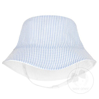 Boys Reversible Light Blue Seersucker Sun Hat, Wee Ones, Boys Hat, Boys Reversible Light Blue Seersucker Sun Hat, Boys Sun Hat, cf-size-6-12-months, cf-type-baby-hat, cf-vendor-wee-ones, CM22