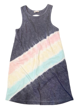 Paper Flower Tie Dye Twist Back Navy Dress, Paper Flower, Dress, Els PW 5060, JAN23, Paper Flower, Paper Flower Tie Dye Twist Back Dress, Paper Flower Tie Dye Twist Back Navy Dress, Summer Sa