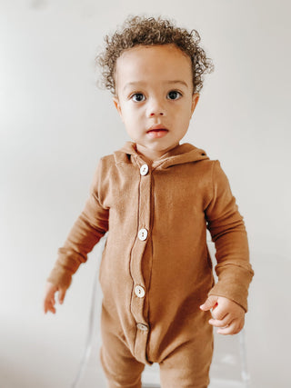 Gus + Steel Hooded Romper in Nutmeg, Gus + Steel, CM22, Gus + Steel, Gus + Steel Hooded Romper, Gus + Steel Nutmeg, Gus and Steel, Gus and Steel Hooded Romper, Gus and Steel Nutmeg, Hooded Ro
