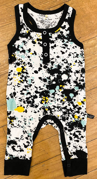 Peregrine Kidswear Splatter Paint Henley Tank Romper, Peregrine Kidswear, CM22, Peregrine, Peregrine Kidswear, Peregrine Kidswear Henley Tank Romper, Peregrine Kidswear Splatter Paint, Peregr