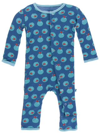 KicKee Pants Twilight Fish Bowl Fitted Coverall w/Zipper, KicKee Pants, Baby Boy, Baby Boy Clothing, Baby Gift, Baby Shower Gift, CM22, Coverall, KicKee, KicKee Coverall, KicKee Pants, KicKee