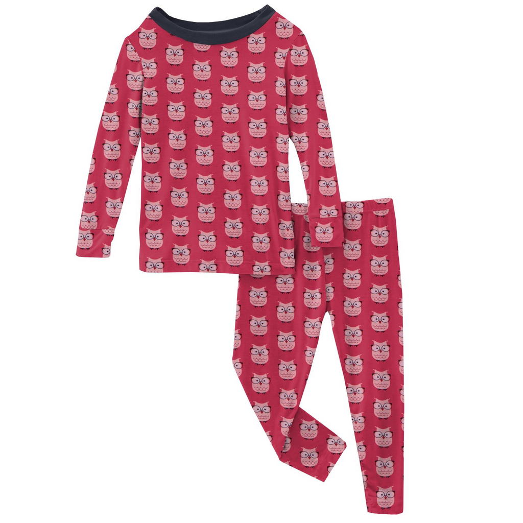 Kickee Pants Girl's Print Long Sleeve Pajama Set - Taffy Wise Owls