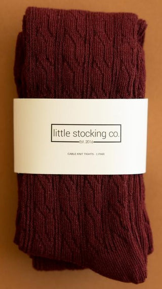 Little Stocking Co Cable Knit Tights - Wine, Little Stocking Co, Cable Knit Tights, cf-size-0-6-months, cf-size-1-2y, cf-size-3-4y, cf-size-5-6y, cf-size-6-12-months, cf-type-tights, cf-vendo
