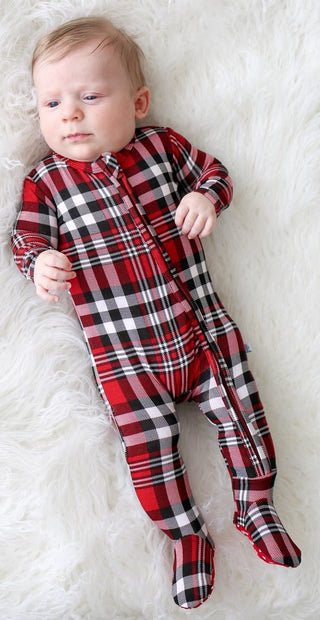 Posh Peanut Noah Plaid Zippered Footie, Posh Peanut, All Things Holiday, Baby, Elephant Footie, Els PW 5060, Els PW 8258, End of Year, End of Year Sale, Footie with Zipper, Gender Neutral, In
