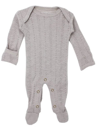 L'ovedbaby Pointelle Lap Shoulder Footie - Light Gray, L'ovedbaby, CM22, Gender Neutral, Gender Neutral Baby Gift, Gender Neutral Footie, Gender Neutral Unisex, L'ovedbaby Grey, L'ovedbaby Li