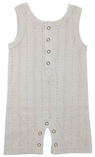 L'ovedbaby Pointelle Sleeveless Romper - Light Gray, L'ovedbaby, cf-size-3-6-months, cf-size-6-9-months, cf-type-romper, cf-vendor-lovedbaby, CM22, Els PW 5060, L'ovedbaby, L'ovedbaby Light G