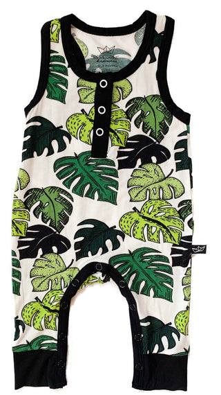Peregrine Kidswear Palm Leaves Henley Tank Romper, Peregrine Kidswear, CM22, Els PW 5060, Palm LEaf, Peregrine, Peregrine Kidswear, Peregrine Kidswear Henley Tank Romper, Peregrine Kidswear P