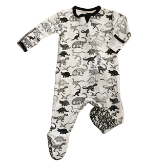 Peregrine Kidswear White Dino Footie, Peregrine Kidswear, CM22, Dino, Dinosaur, Footed Sleeper, Footie, Peregrine, Peregrine Dino, Peregrine Dinosaur, Peregrine Footed Sleeper, Peregrine Foot