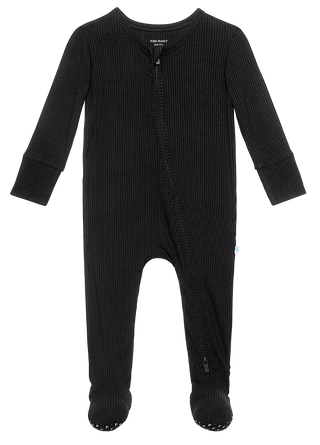 Posh Peanut Solid Ribbed Black Footie with Zipper, Posh Peanut, Posh Custom Sale, Posh Peanut, posh peanut fall 2020, Posh Peanut Footie, Posh Peanut Footie with Zipper, Posh PEanut Solid Foo