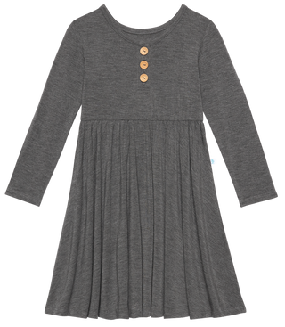 Posh Peanut Charcoal Heather L/S Henley Twirl Dress, Posh Peanut, Posh Peanut, Posh Peanut Charcoal Heather, Posh Peanut Charcoal Heather L/S Henley Twirl Dress, Posh Peanut Dress, Posh Peanu