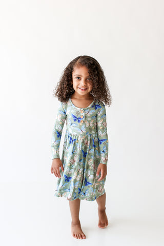 Posh Peanut Lucy L/S Henley Twirl Dress, Posh Peanut, Posh Peanut, Posh Peanut Butterflies, Posh Peanut Butterfly, Posh Peanut Dress, Posh Peanut Exclusive 9/29, Posh Peanut L/S Henley Twirl